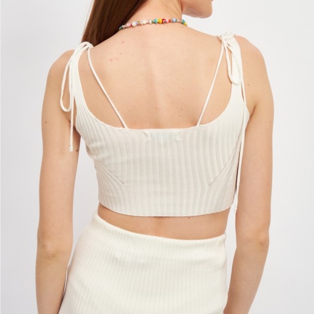 Matching Skirt Set: Off-White Ribbed Knit 2-Piece Set / NWT - Picture 3 of 7